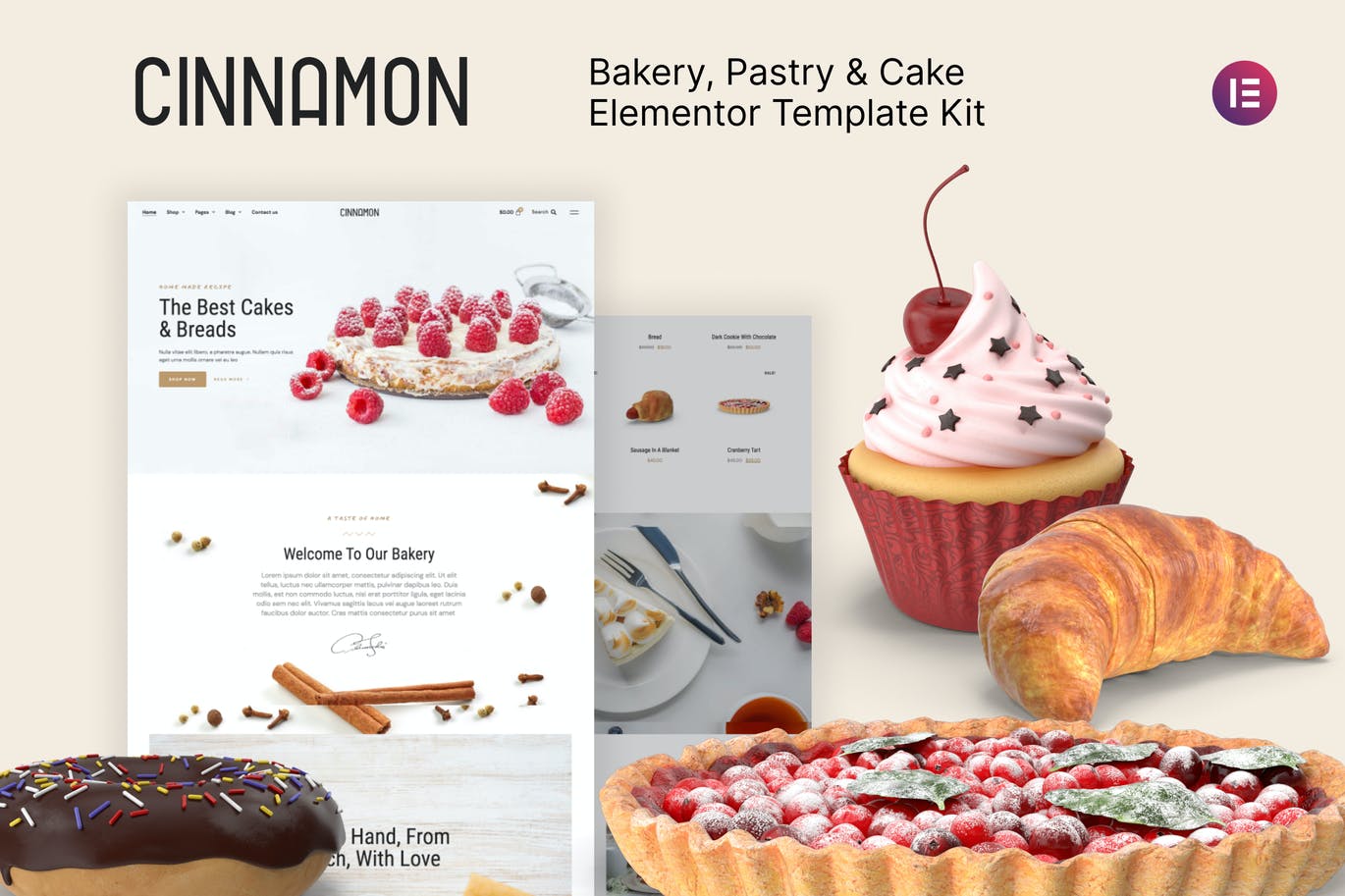 Cinnamon – 面包和糕点店 Elementor Template Kit