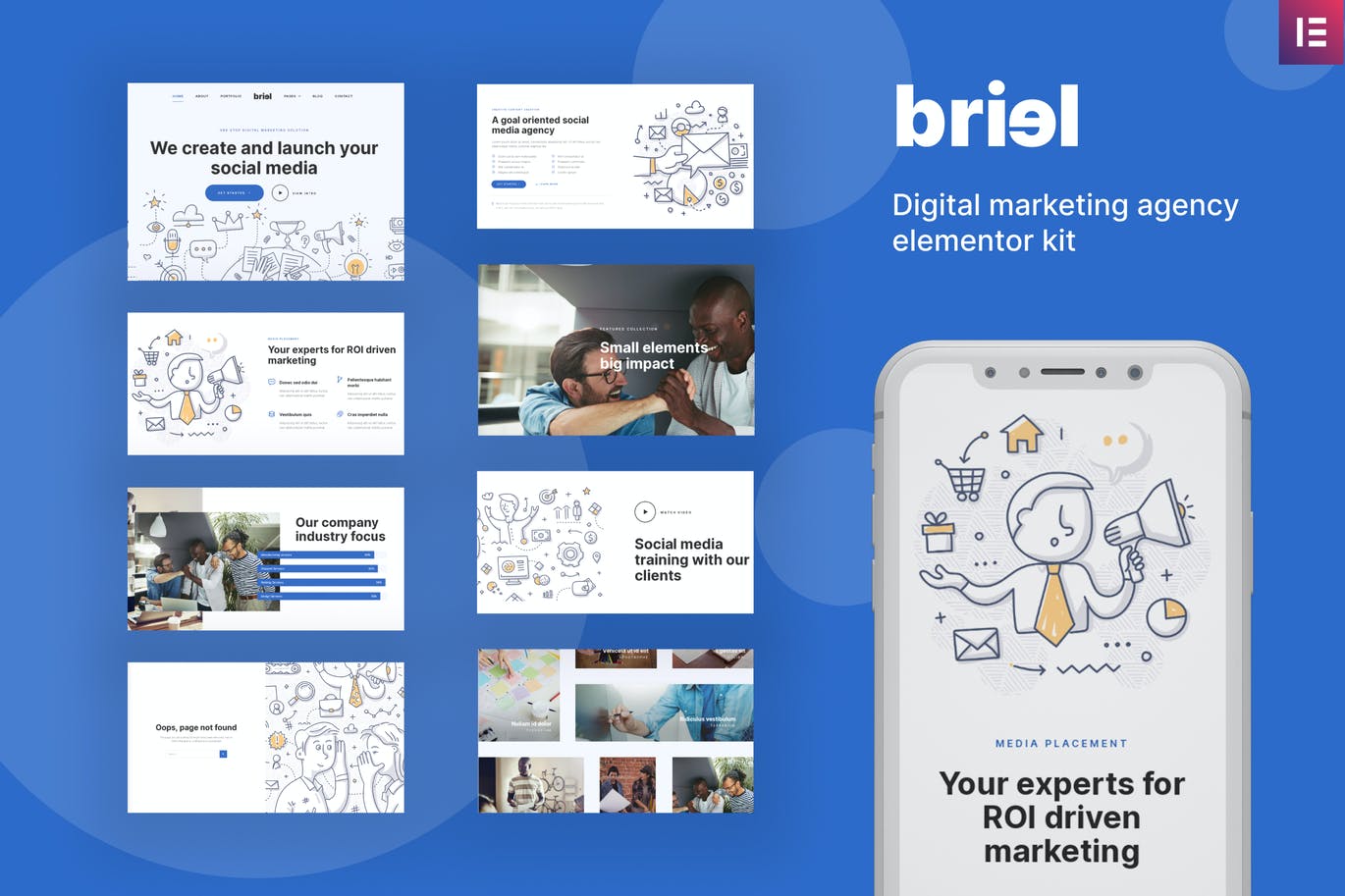 Briel – 数字营销机构Elementor模板工具包