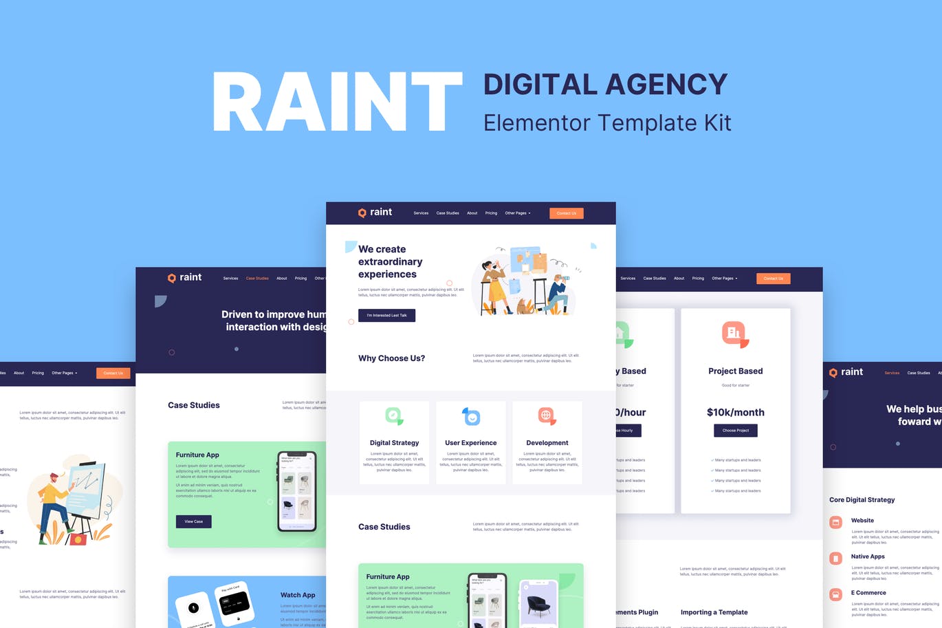Raint – 数字机构Elementor模板工具包