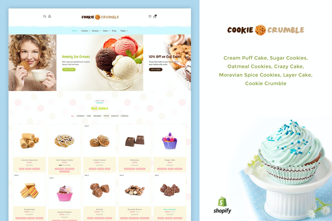 Cookie Food | 面包店，饼干，食品Shopify主题