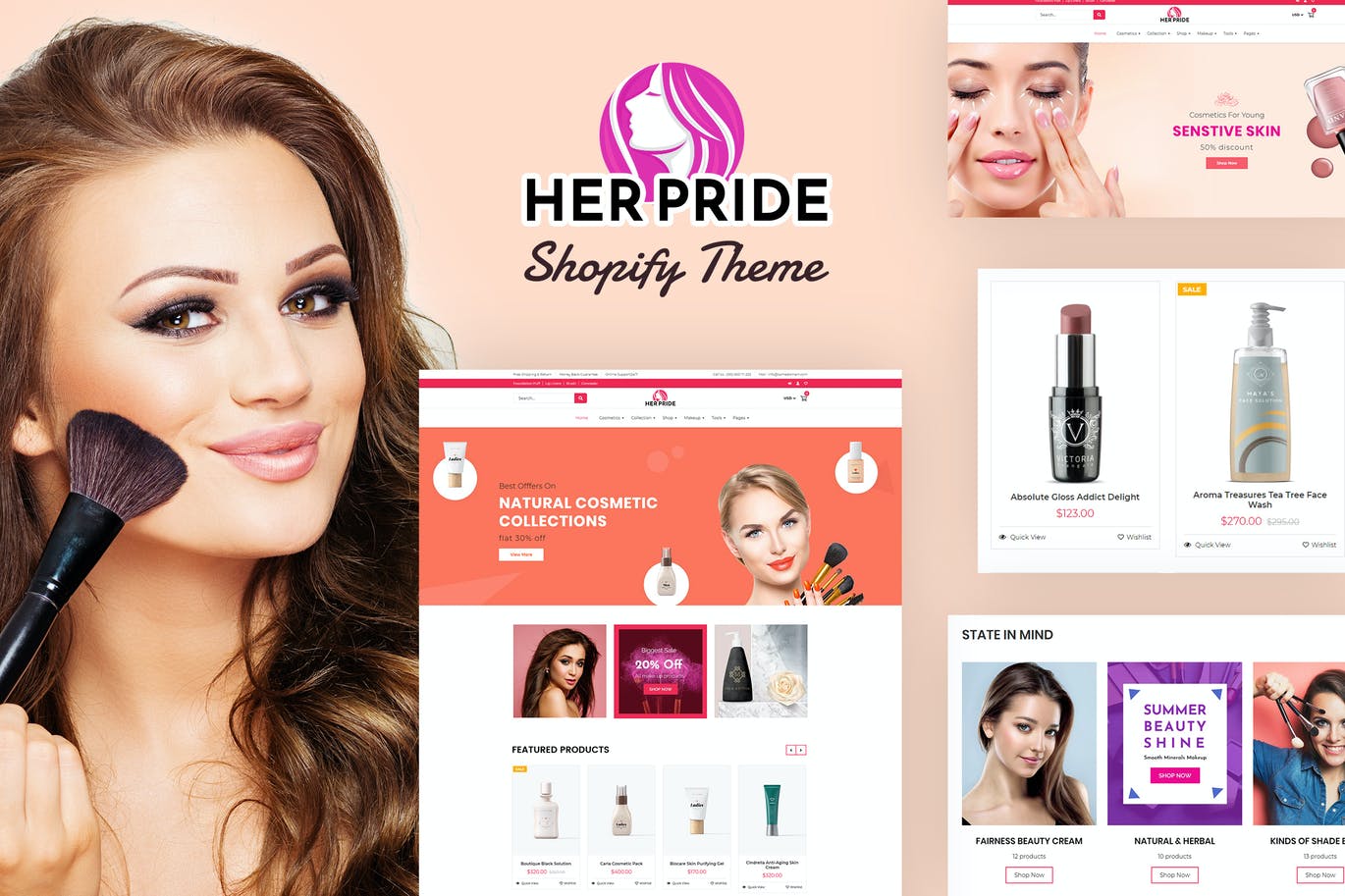 HerPride – 美容中心、化妆品商店Shopify主题