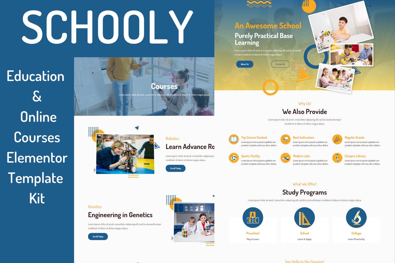 Schooly – 教育与在线课程 Elementor Template Kit