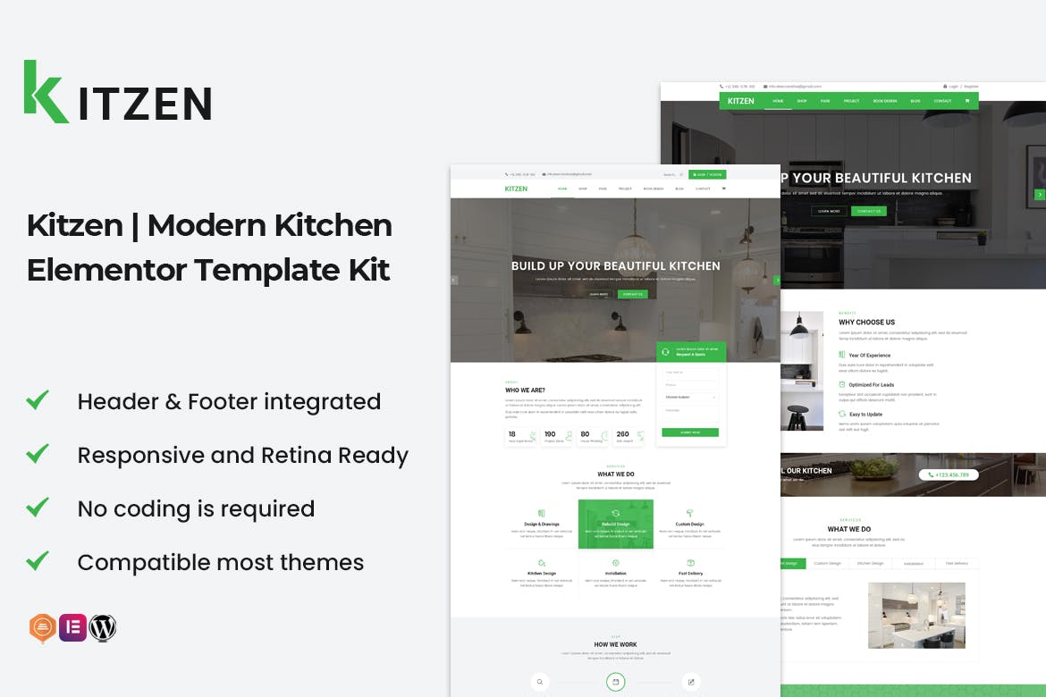 Kitzen |现代厨房Elementor模板工具包