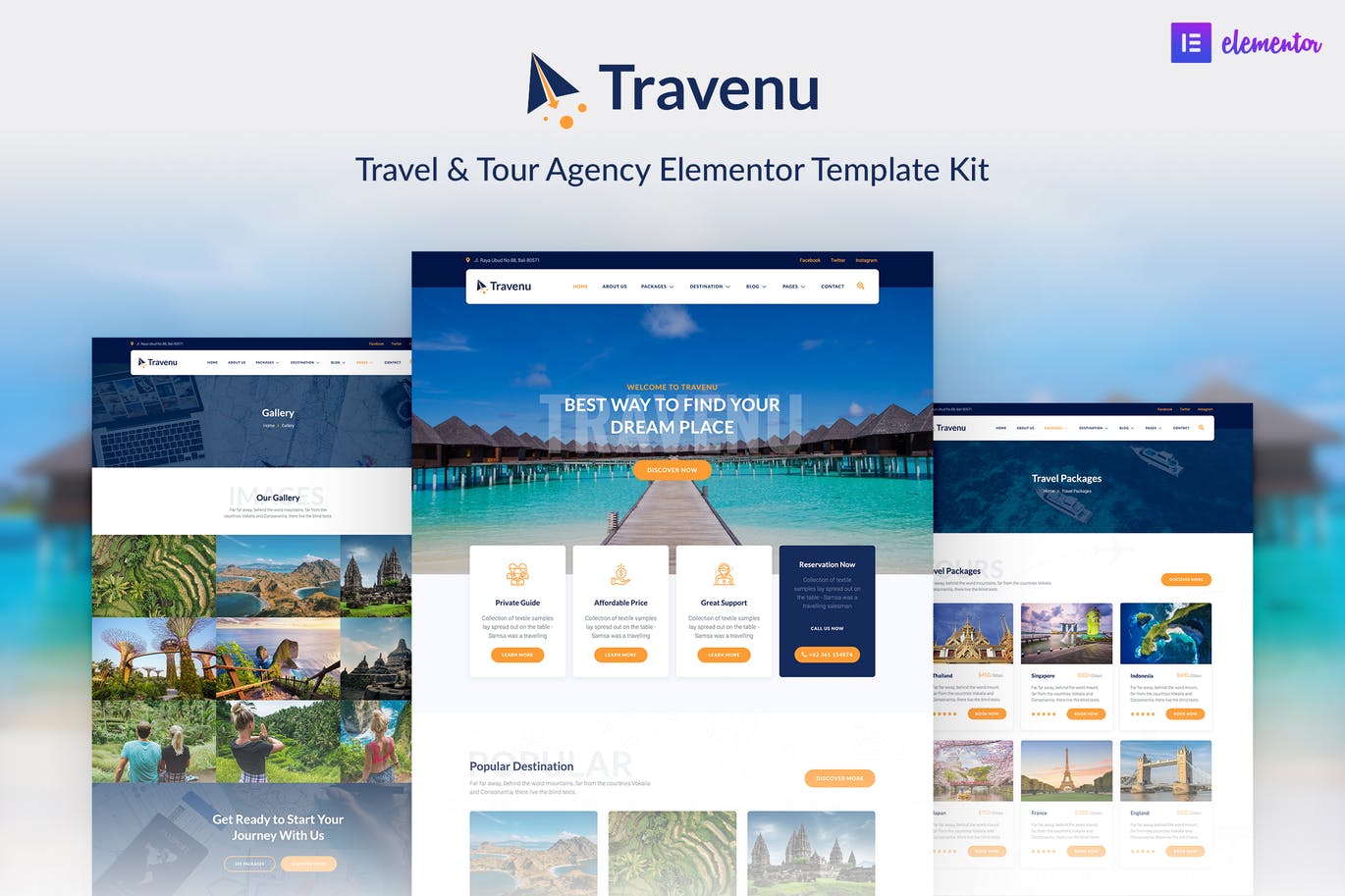 Travenu – 旅行社 Elementor Template Kit