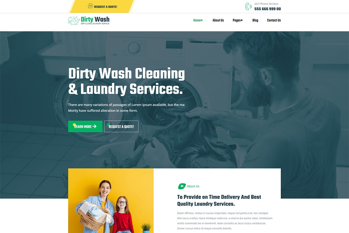 DirtyWash -干洗和洗衣服务Elementor Template Kit