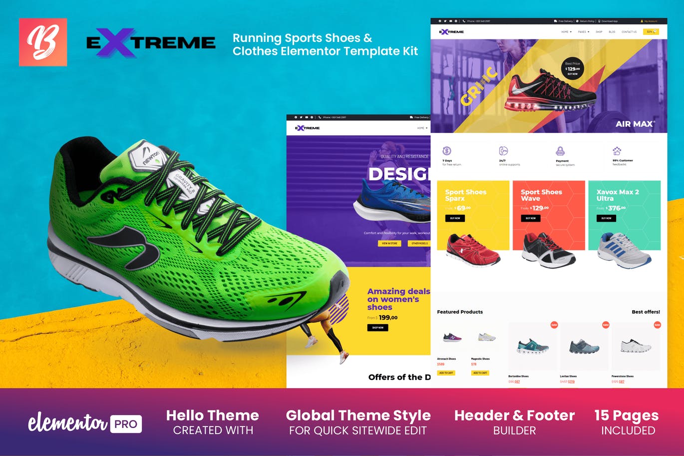 Extreme – 跑步运动鞋和衣服 Elementor Template Kit