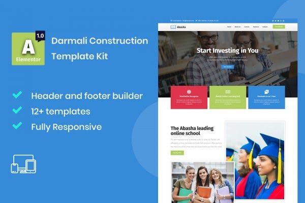 Abasha – 教育与学习课程 Elementor Template Kit