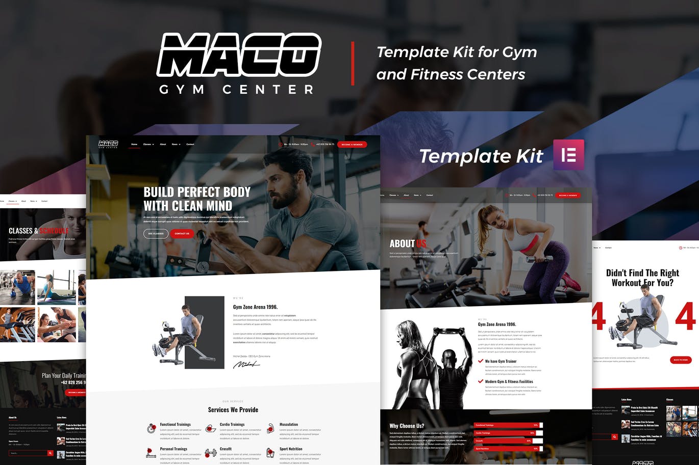 Maco Kit – 健身房和健身 Elementor Template Kit