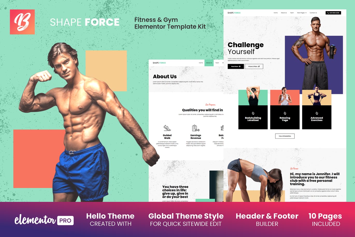 Shape Force – 健身和体育 Elementor Template Kit