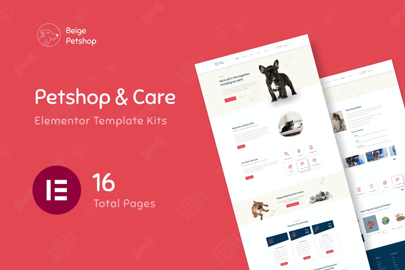 Beige – 宠物店 Woocommerce Elementor Template Kit