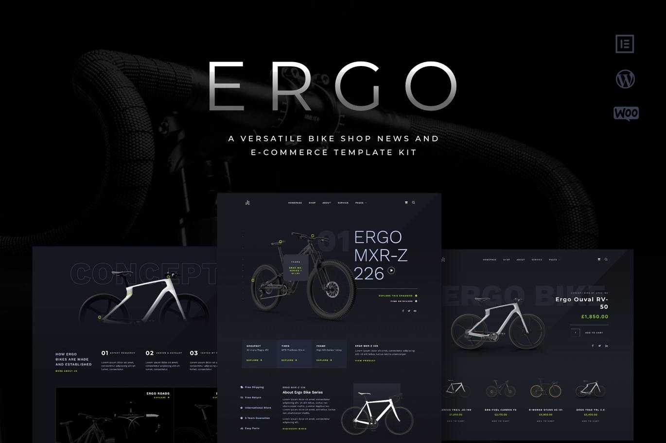 ERGO – 自行车和骑行 WooCommerce Elementor Template Kit