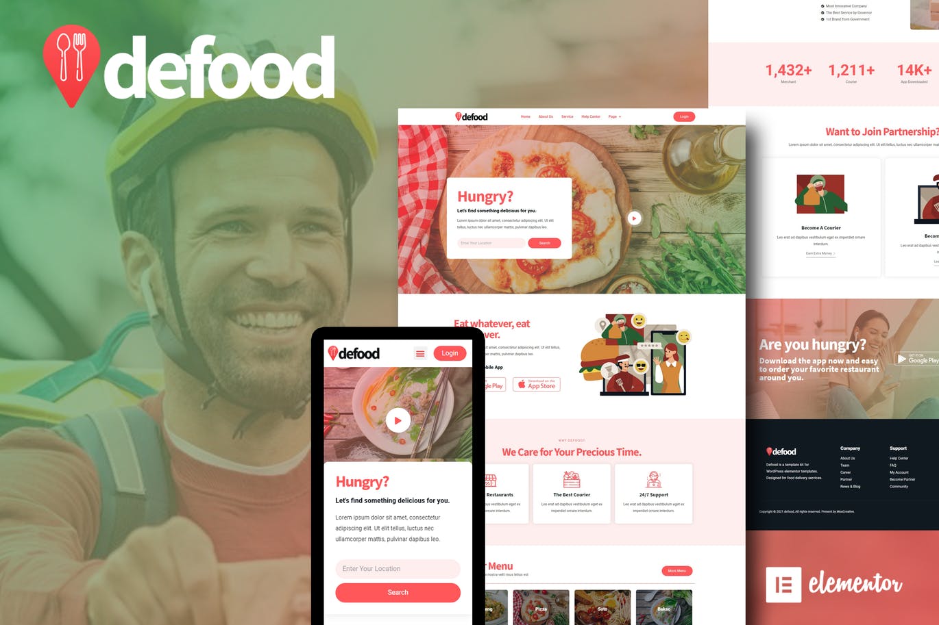 DeFood 模板– 外卖 Elementor Template Kit 主题模板