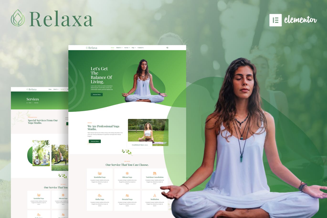 Relaxa – 瑜伽老师和工作室 Elementor Template Kit
