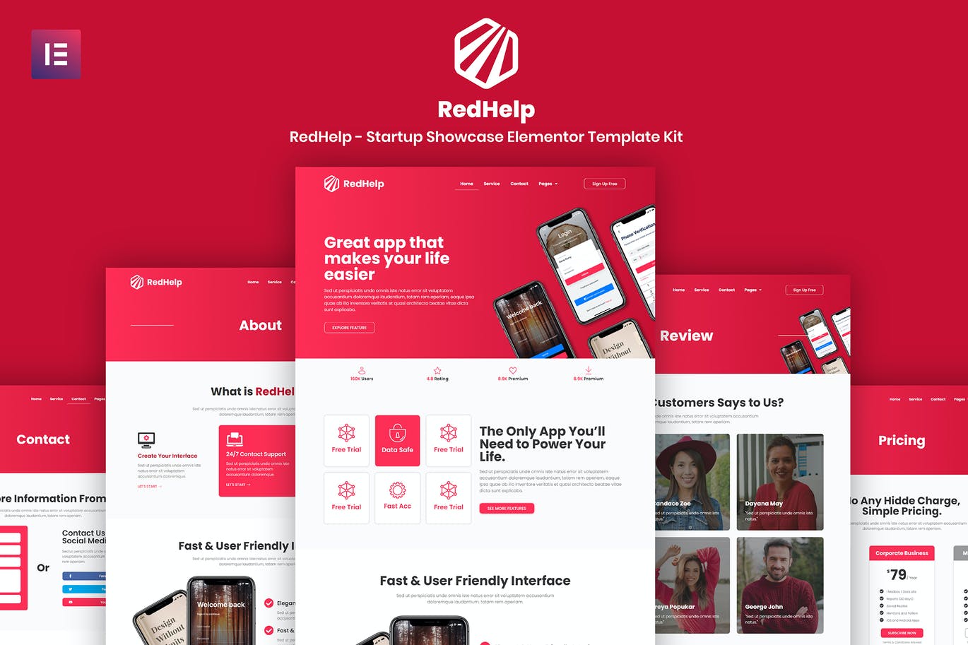 RedHelp – 启动展示 Elementor Template Kit