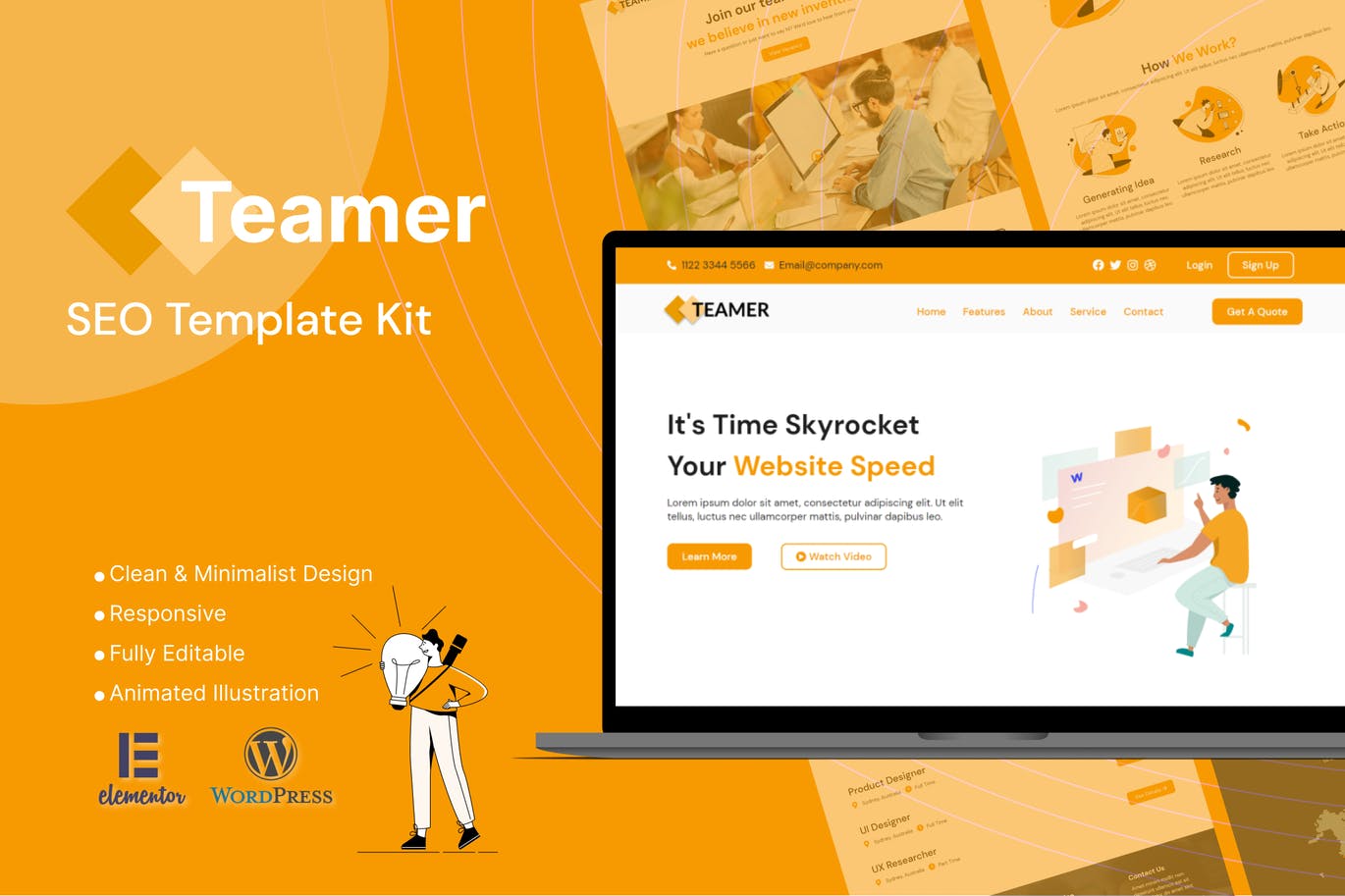 Teamer – SEO  Marketing Elementor Template Kit
