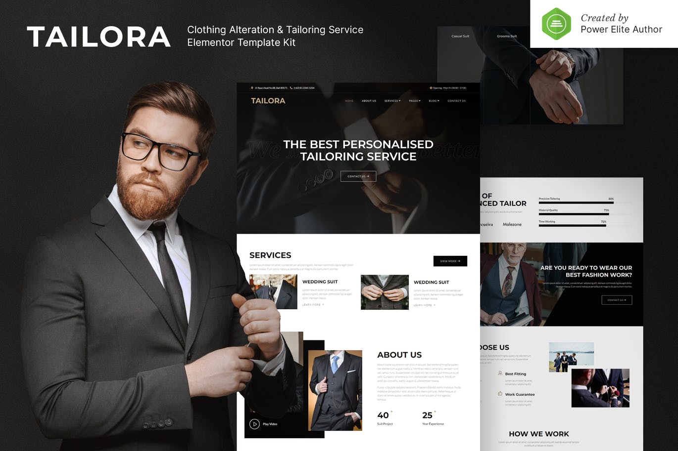 Tailora – 服装改造和剪裁服务 Elementor Template Kit