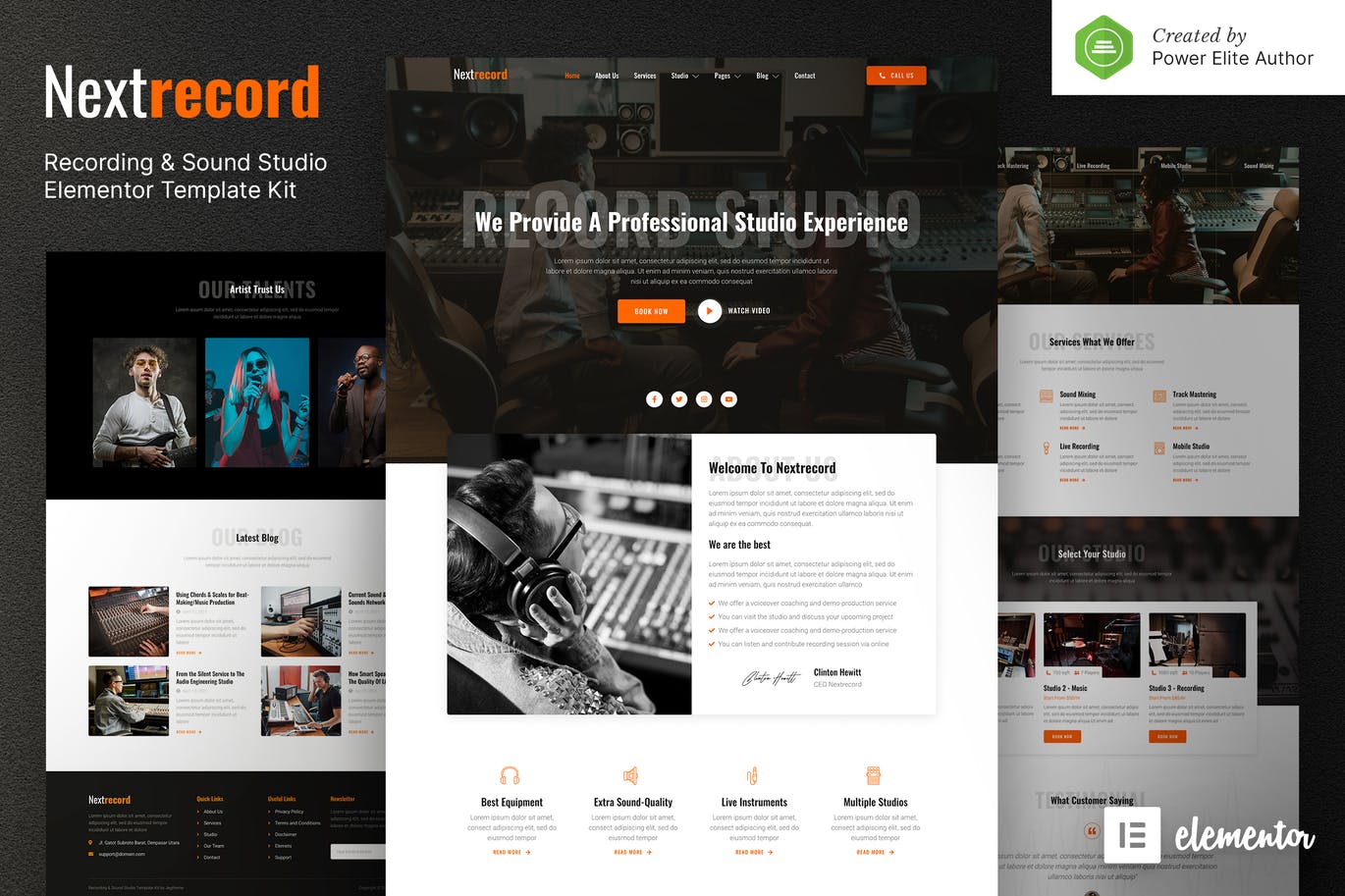 Nextrecord – 录音和声音工作室 Elementor Template Kit
