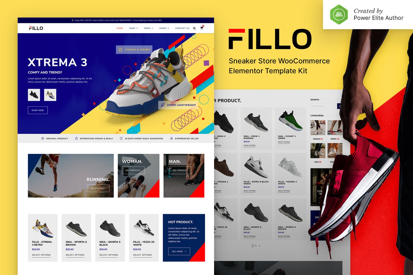Fillo –鞋子和运动鞋商店 WooCommerce Elementor Template Kit