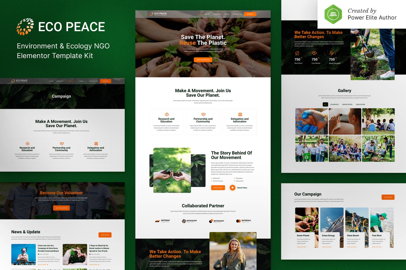 EcoPeace – E环境与生态非政府组织 Elementor Template Kit