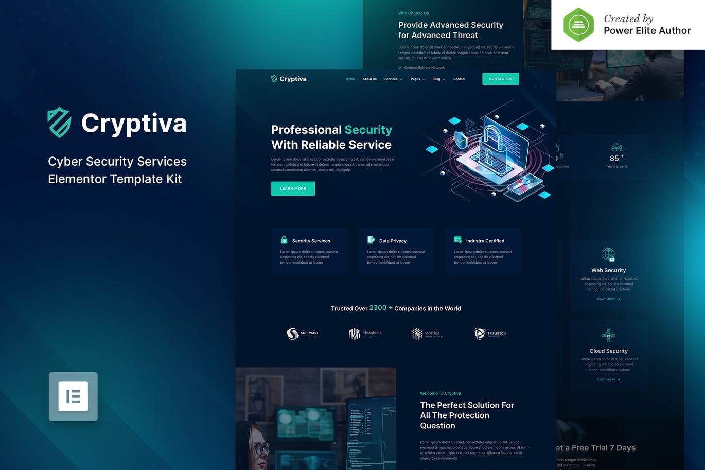 Cryptiva – 网络安全服务 Elementor Template Kit