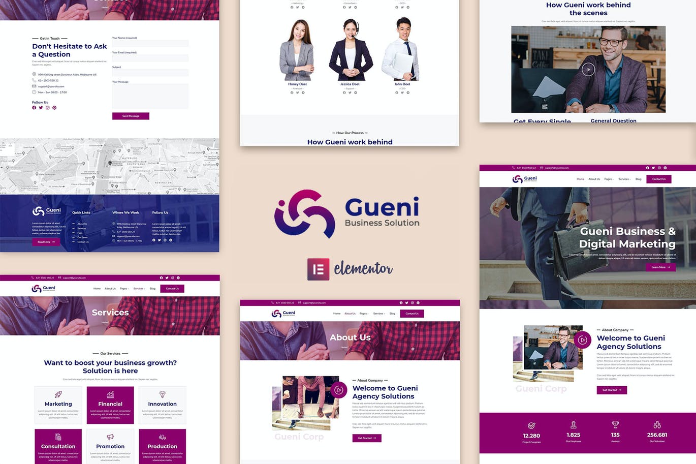 Gueni – 业务解决方案 Elementor Template Kit