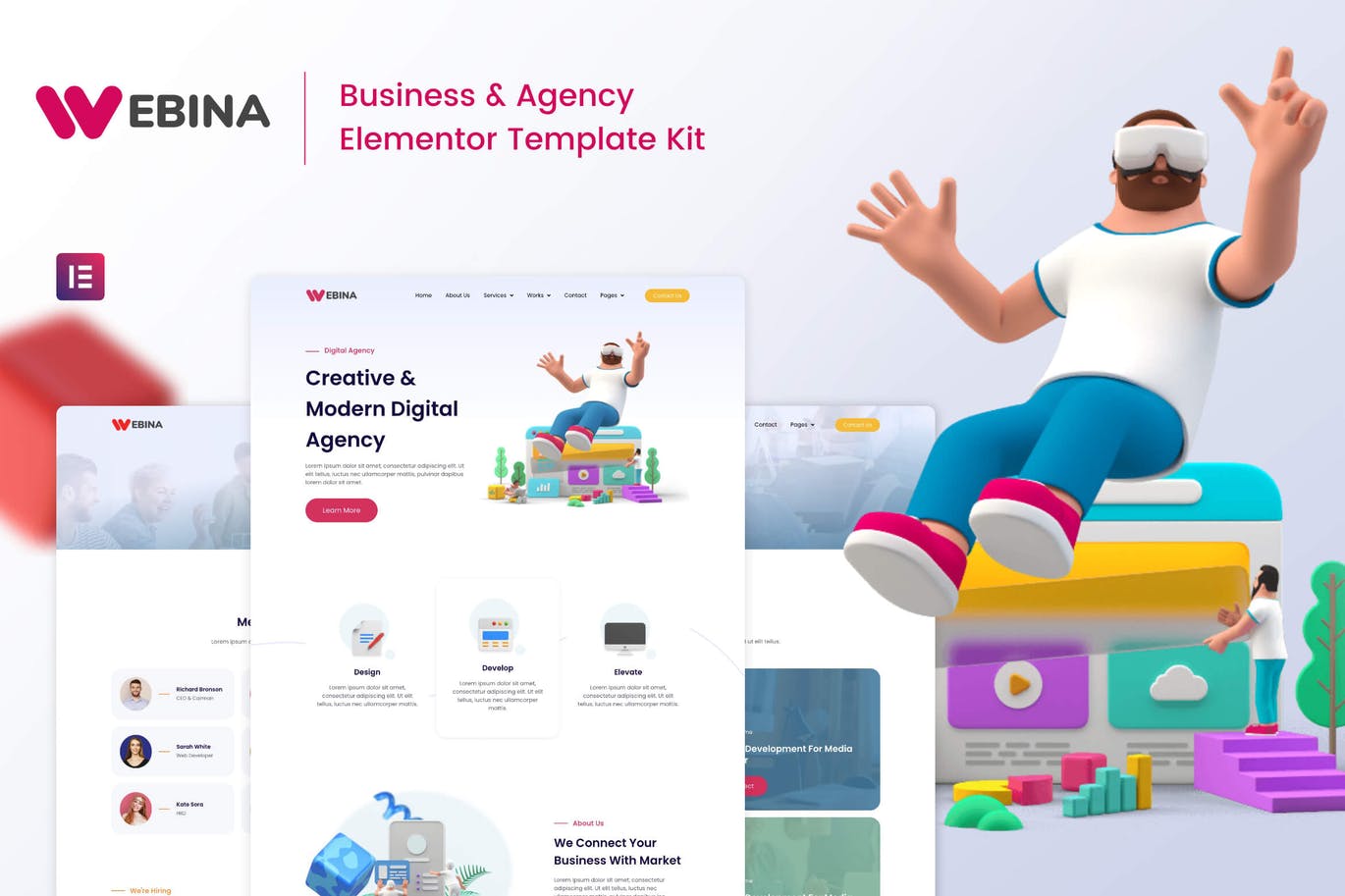 Webina – 商业机构和初创公司 Elementor Template Kit