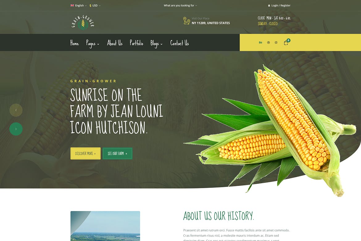 Grain Grower -农业农场和农民 Elementor Template Kit
