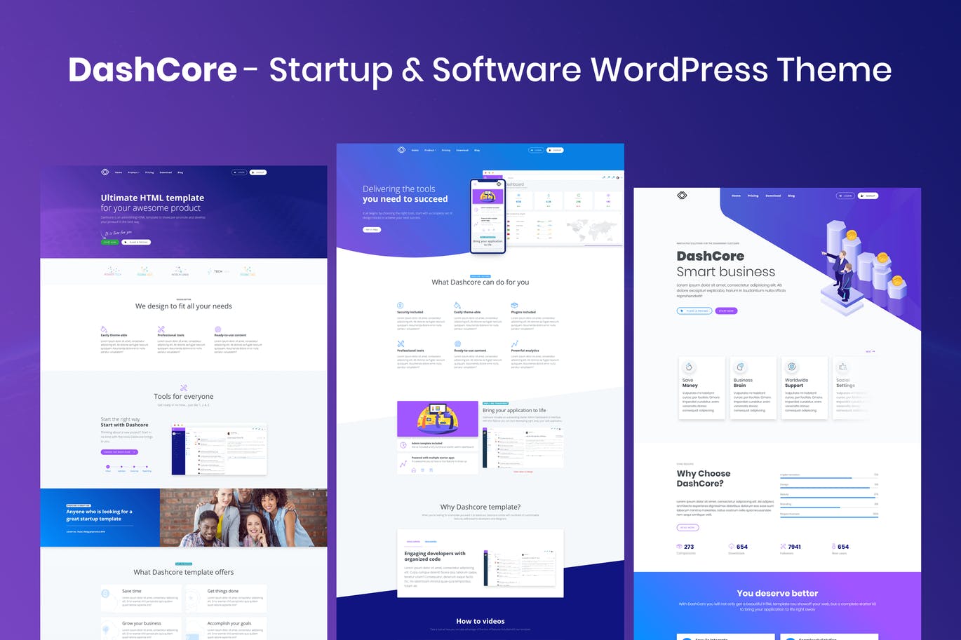 DashCore – 启动和软件 WordPress 主题