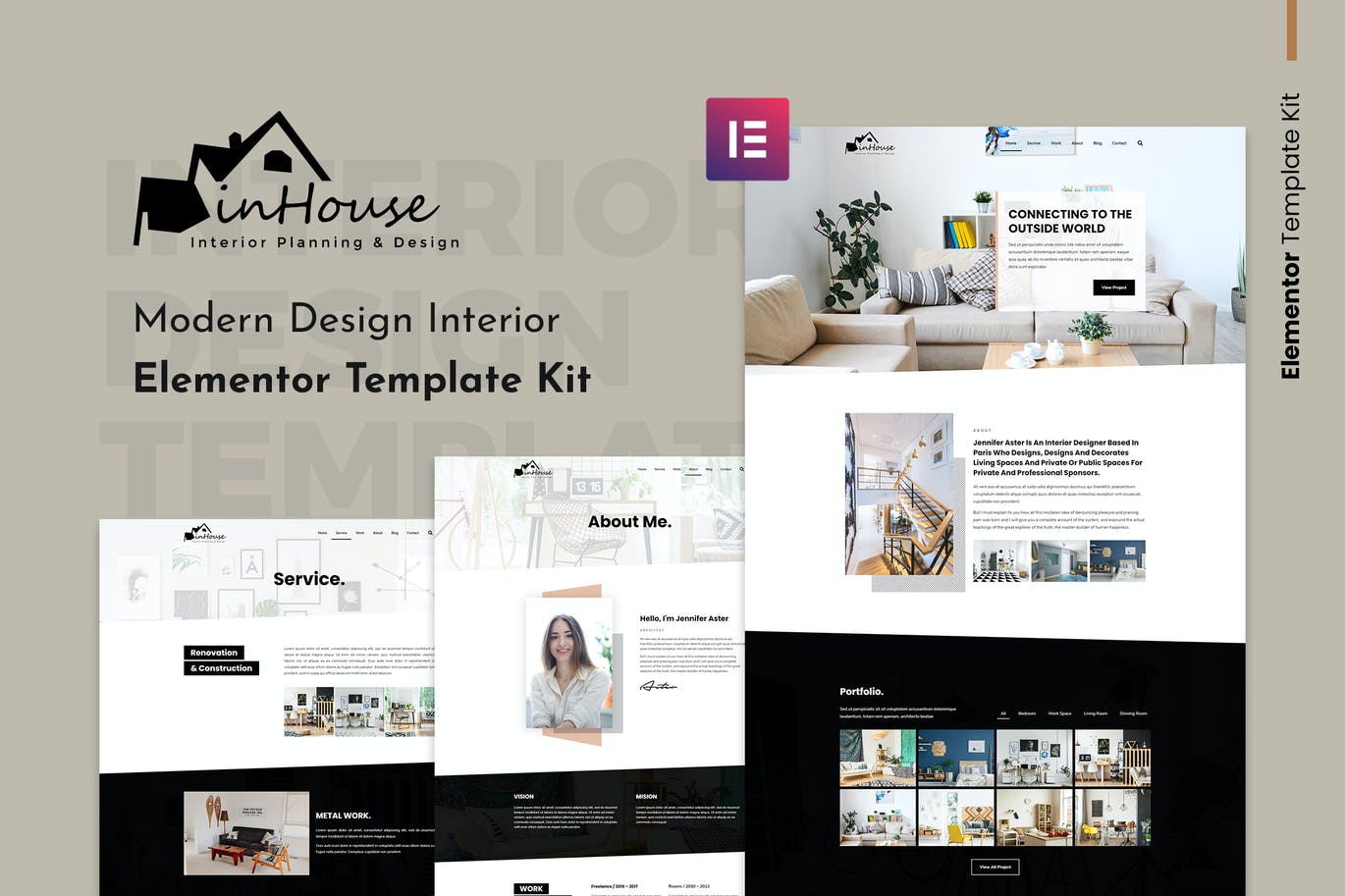 Inhouse – 现代设计室内 Elementor Template Kit