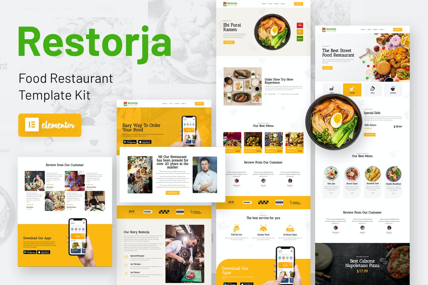 Restorja – 餐厅和食品 Elementor Template Kit