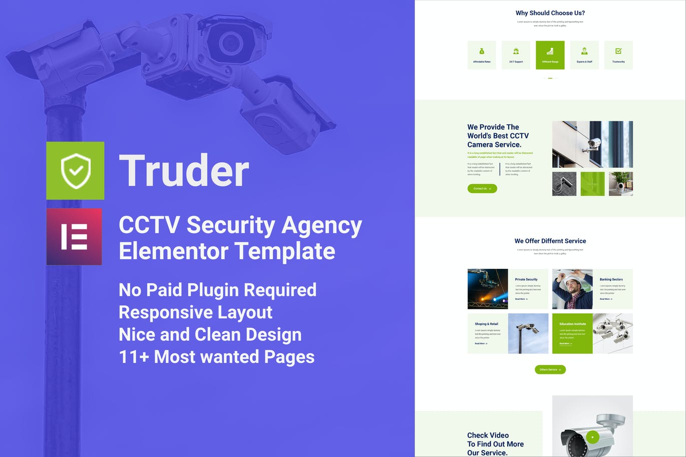 Truder – CCTV 安全服务 Elementor Template Kit