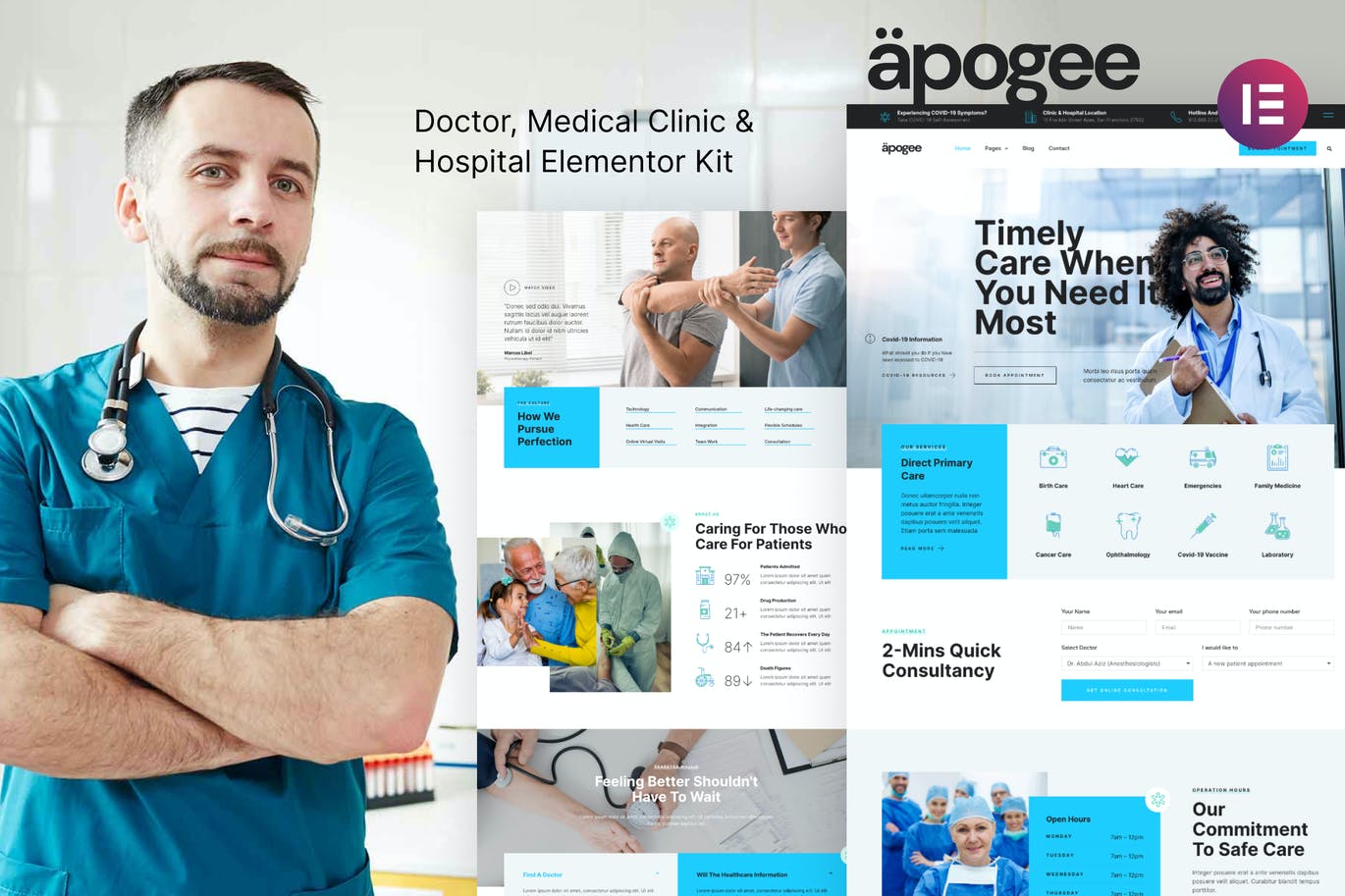 Apogee — 医疗诊所和医院 Elementor Template Kit