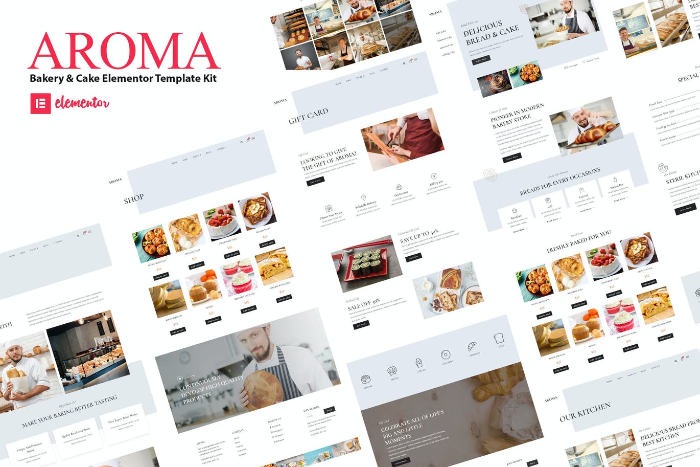 Aroma – 面包店和蛋糕 Elementor  Template Kit