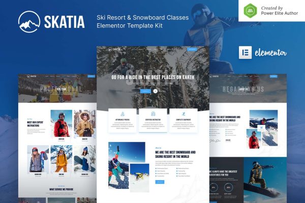 Skatia – 冰雪运动滑雪景点冬季度假村 Elementor 模板套件
