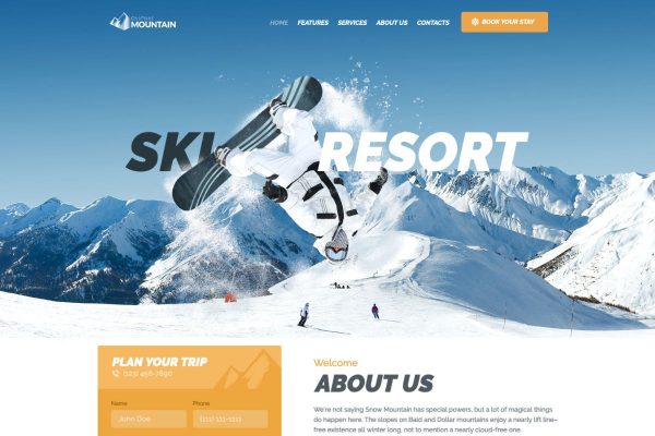 Snow Mountain | 滑雪胜地和滑雪板教学等冰雪运动 WP主题