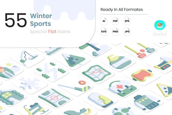 冬奥会冬季运动冰雪运动彩色平面icon图标