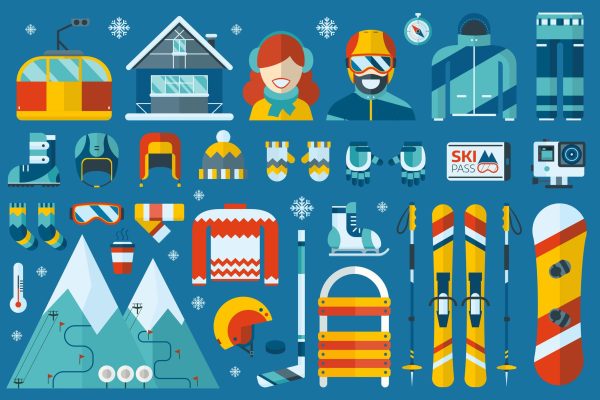 一组冬季冰雪运动冬奥会相关icon图标