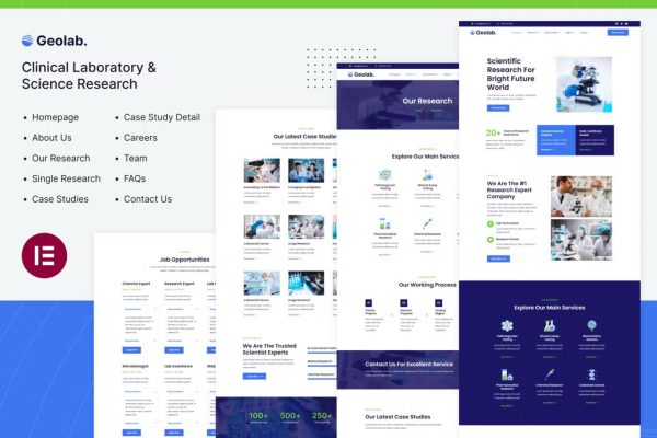 地质实验室 | 临床实验室和科学研究 Elementor 模板套件