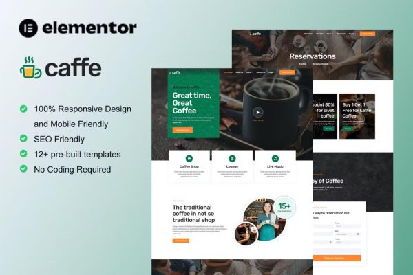 Caffe – 咖啡店和咖啡馆 Elementor 模板套件