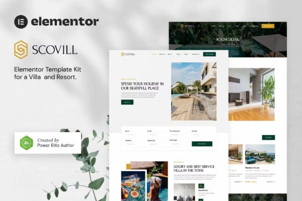 Scovill – 豪华别墅和度假村 Elementor 模板套件