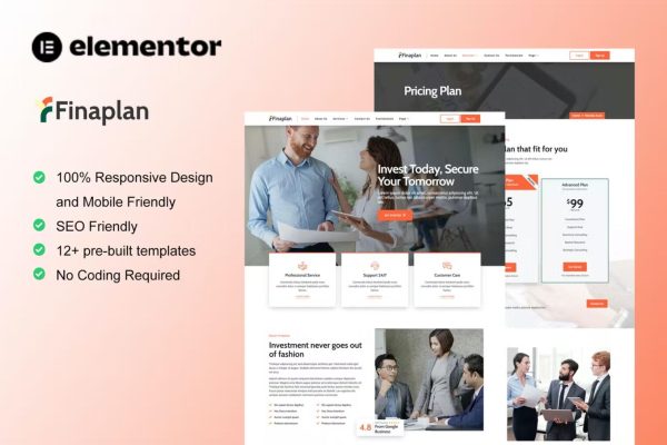 FinaPlan – 金融和投资网站模板 Elementor Template Kit