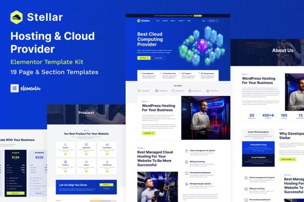 Stellar – 服务器虚拟主机大数据云服务 WordPress Elementor Template Kit