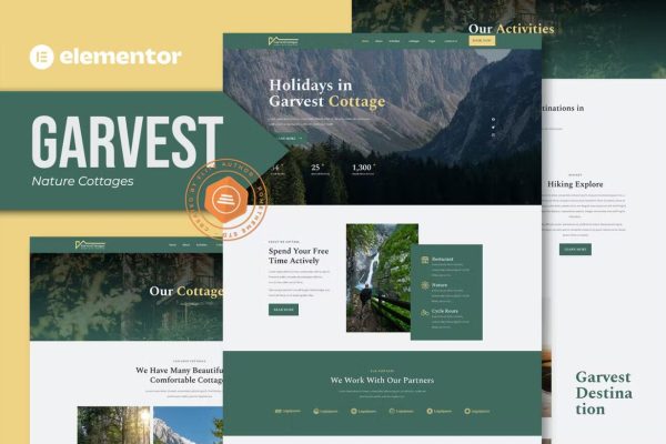 Garvest – 驴友露营徒步旅行服务网站模板 Elementor Template Kit
