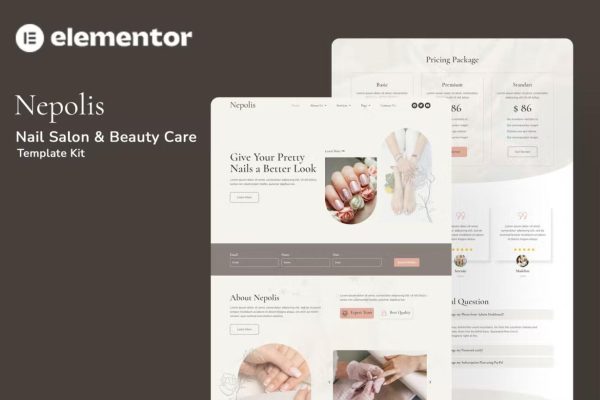 Nepolis – 美甲网站模板美容护理主题 Elementor Template Kit