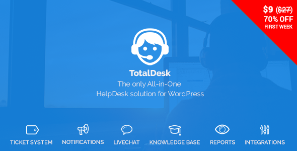 TotalDesk v1.7.23 – 帮助中心, 在线聊天, 知识库和工单系统插件