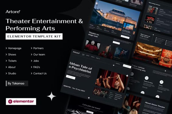 Artore | 剧院娱乐和表演艺术在线订票 Elementor Template Kit