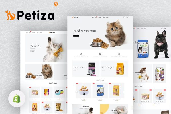 Petiza – 猫狗食品宠物用品外贸商城 Shopify 模板