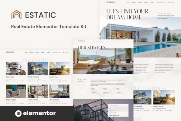 Estatic – 房地产 Elementor 模板套件