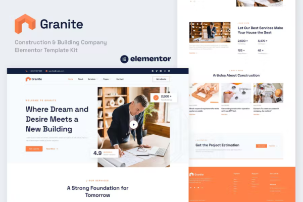 Granite – 建筑和建筑公司 Elementor 模板套件