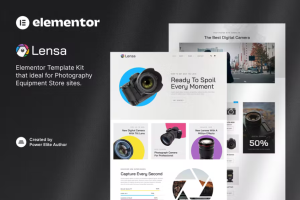 Lensa – 相机和摄影设备商店 Elementor 模板套件